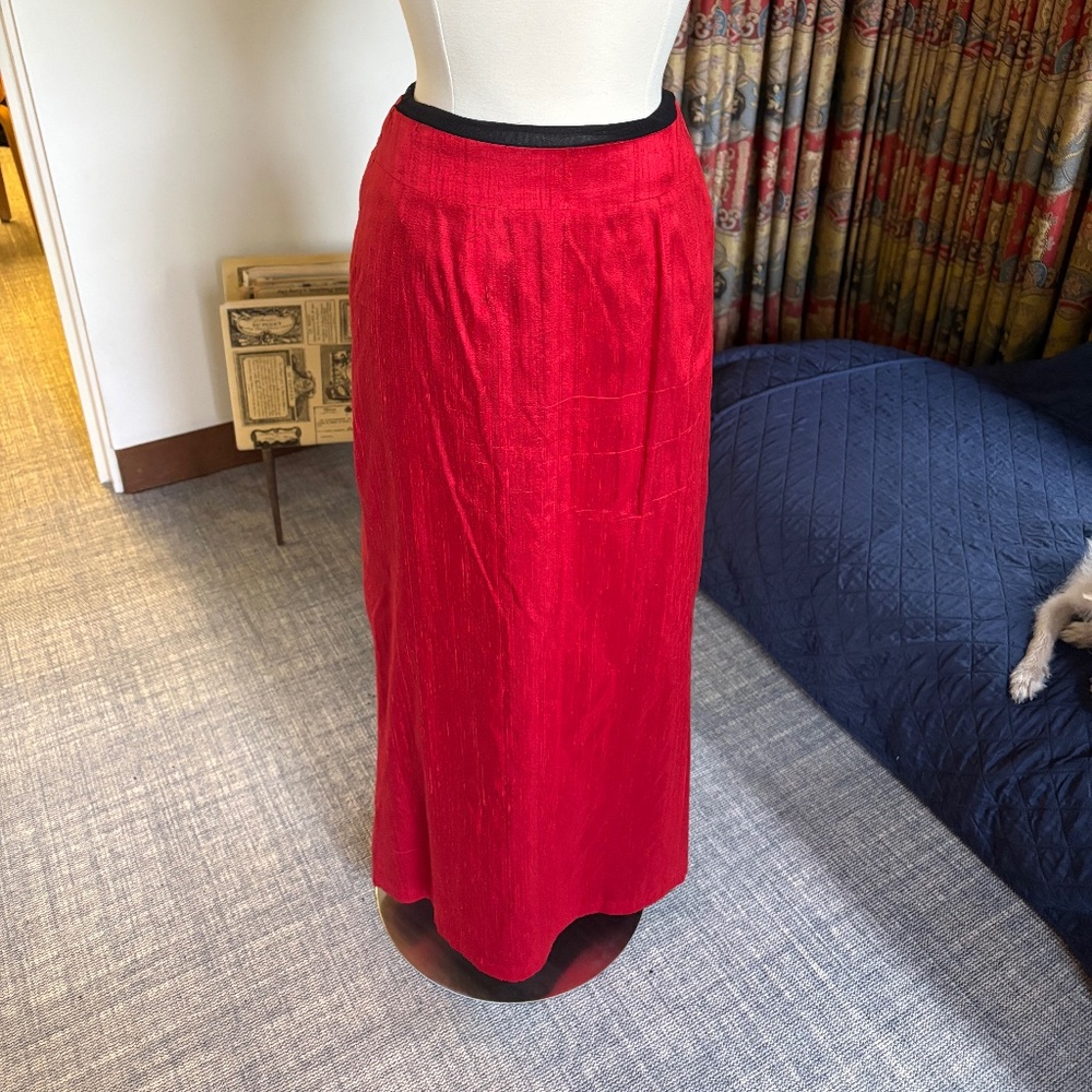 Raw Red Silk Long skirt